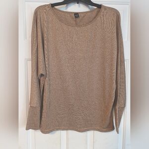 Dazign Chic Tan Knit Blouse large Casual Comfy Relaxed Fit